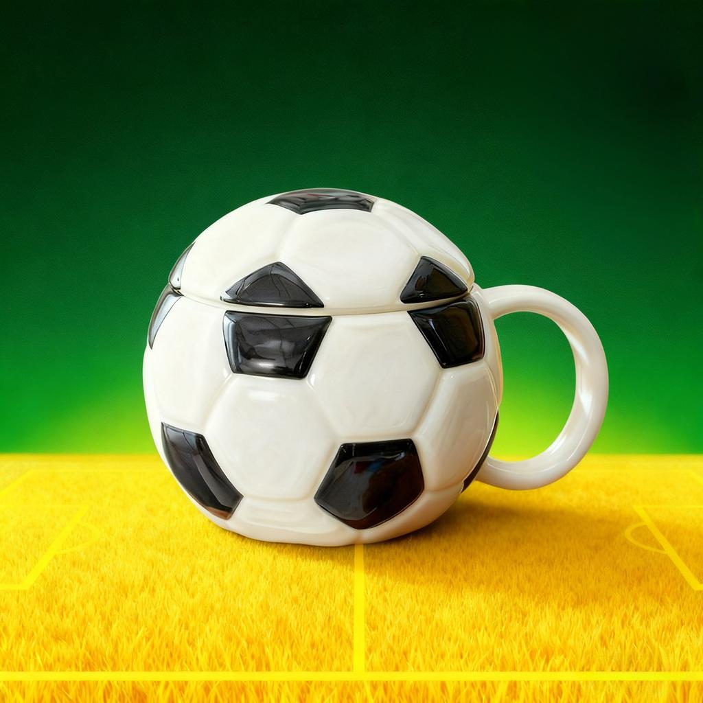 Football Soccer Ceramic Mug With Lid Sports Coffee Cup Baseball Design | High Appearance Home/ Drinkware For Sports E Ornament