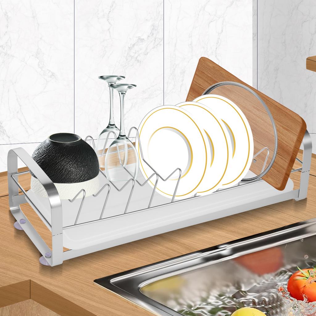 Kitchen Drying Rack Small Dish Drying Rack Stainless Steel Small Bowl Drainer Compact Kitchen Counter Dish Drainer with Tray