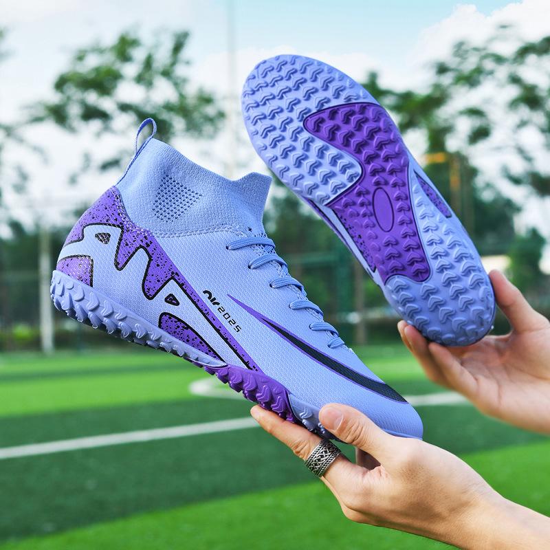 New high-top football shoes Men's and women's broken nails Student long nails Competition training Sports football shoes Non-slip