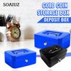 Cash Box With Key Lock, Double Metal Portable Cash Box And 2 Security Keys