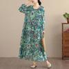 DIMANAF New 2026 Spring Summer Women Plus Size Vintage Long Dress Loose Oversize Long Sleeve Maxi Floral Print