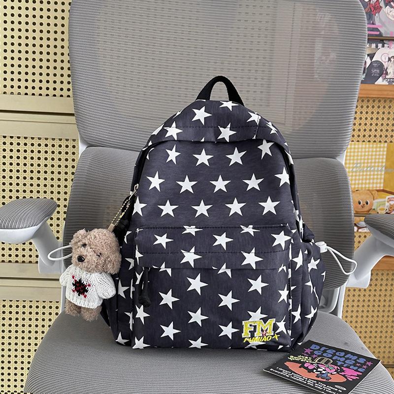 Schoolbag Handsome Mijia New College Style Star Printed Backpack Female Students Large Capacity Lightweight School Bag Junior High School Backpack