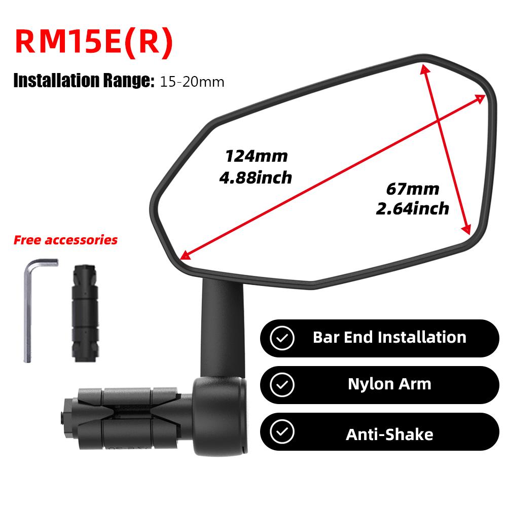 RBRL 360 Adjustable Bicycle Mirror Anti Shake Stable Bar End Mirror for Road MTB E-Bike Scooter Widen Angle Bike Rearview Mirror