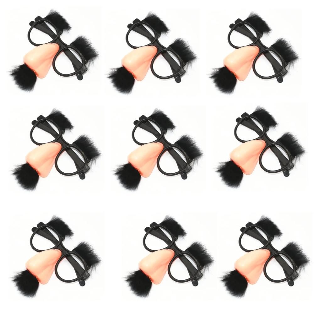9pcs Black Glasses with Eyelash Nose Beard Halloween Party Decoration Glasses for Women Men Funny Prank Performances Wholesale