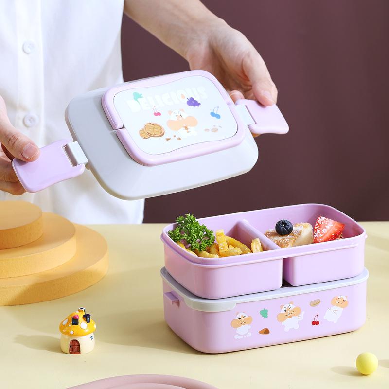 Double-Layer Insulated Student Lunch Box - Portable Microwave-Safe with Fresh-Keeping Compartments