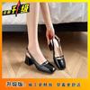 Square head word with thick heel Mary Jane bag head sandals women's 2025 summer high heel single shoes small fragrant style