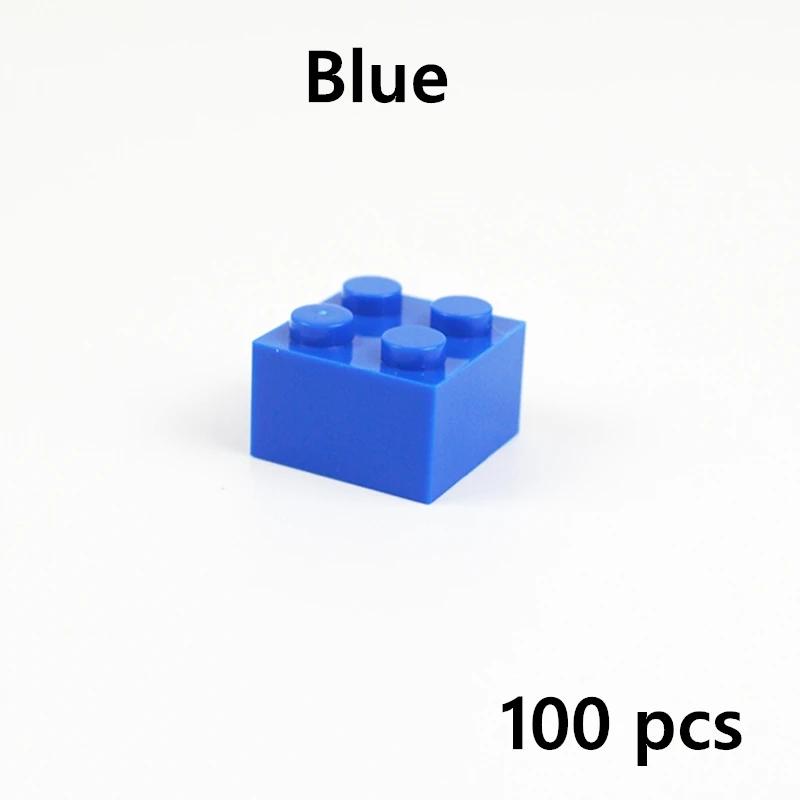 Mehrfarbiges DO-IT-YOURSELF Großpackung Bausteine Set 3003 2x2 Noppen Lernorientierte Kreative Zeitlose Teile 2*2 Noppen Dicke Steine 100 Stück blau