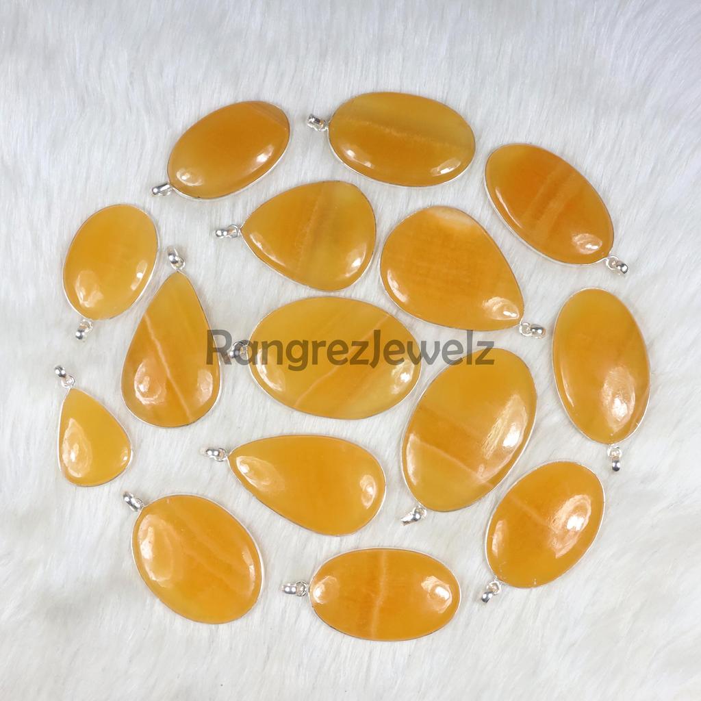 Yellow Calcite Pendant Sterling Silver Pendant Bezel Pendant Calcite Gemstone Pendant Handmade Pendant Calcite Jewelry Necklace Girls Pendant