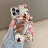 Mirror Phone Case for iPhone 16 11 13 14 for 16 Pro 12 13 15 16 Pro Max for Samsung A15 A16 A35 A55 Cute Cloud Flower Puppy Electroplated Phone Case