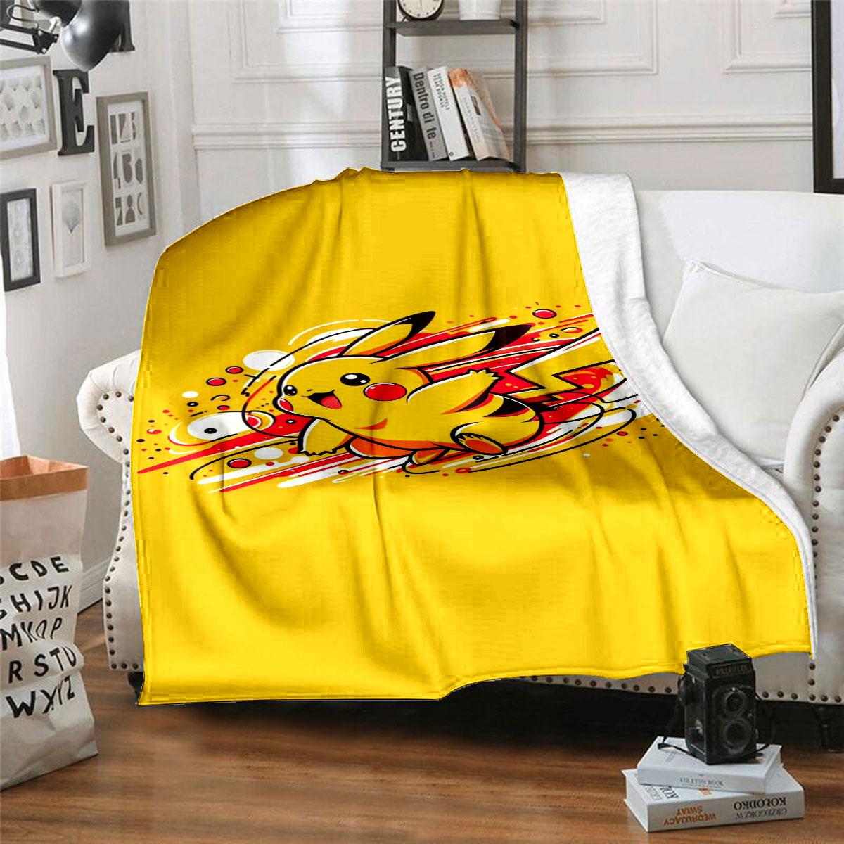 

Cute Pikachu print blanket, perfect for sofa, office, or nap time; comfortable and soft.Creative gifts 75x90cm