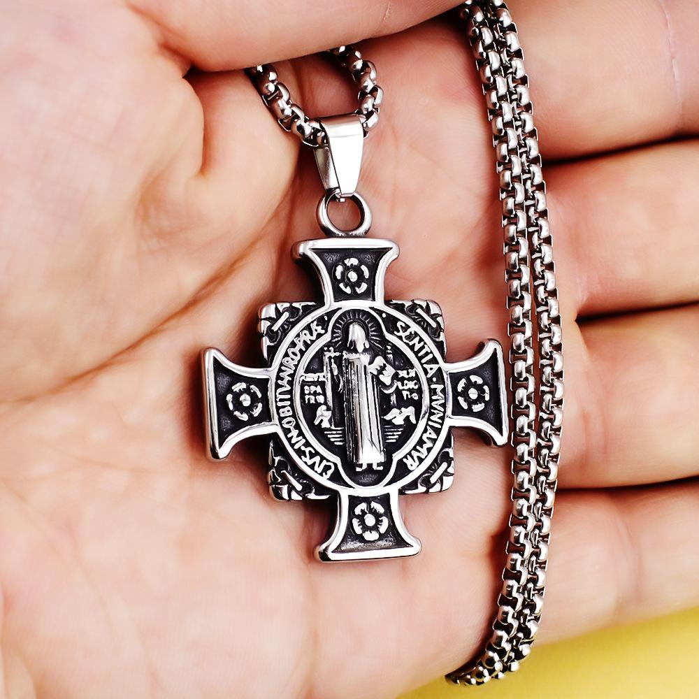 Ожерелье St. Мужской кулон-крест Святой Медальон Изгнания Бенедикта 50CM(Necklace Size)