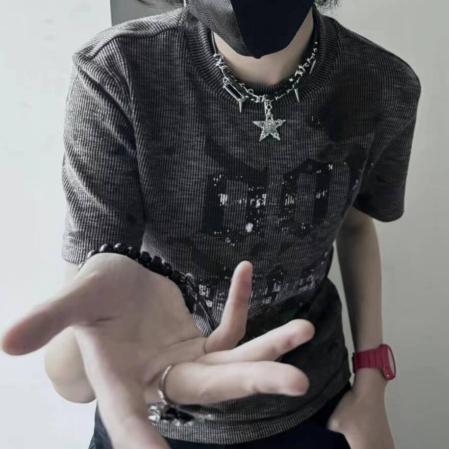 Dámské letterové tiskové Y2k estetické košile Streetwear Casual Vintage topy Letní Harajuku volná hip-hopová trička