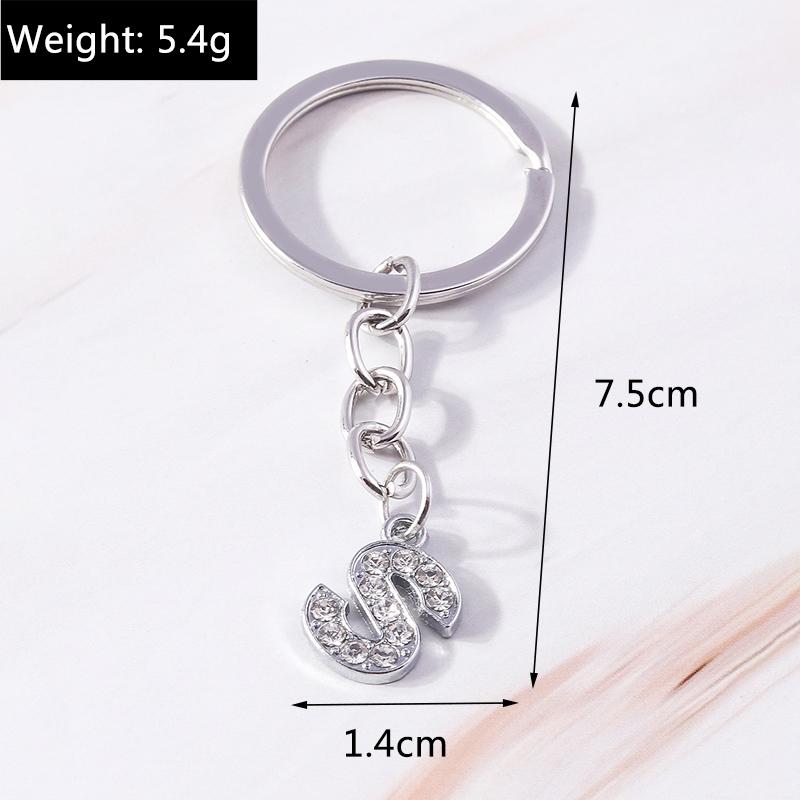 Fashion Initial 26 Letters A-Z Alphabet Keychain Rhinestone Key Ring Pendants for Car Key Bag Decor Charms DIY Accessories