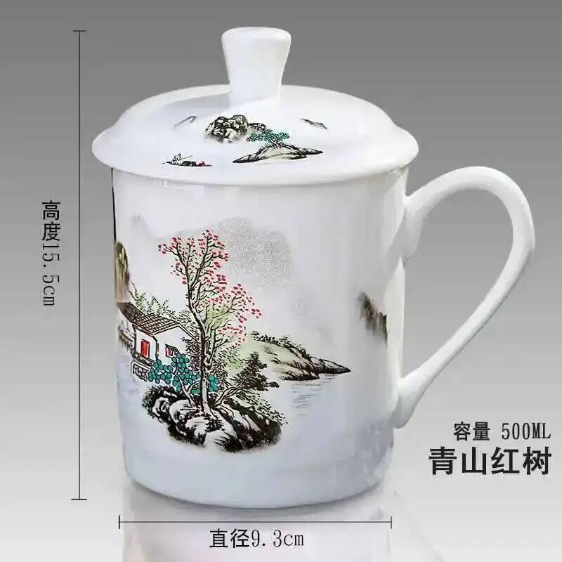 500ml Chinese Style Bone China Jingdezhen Blue and White Porcelain Tea Cup Office Drink Cup Travel Teaware