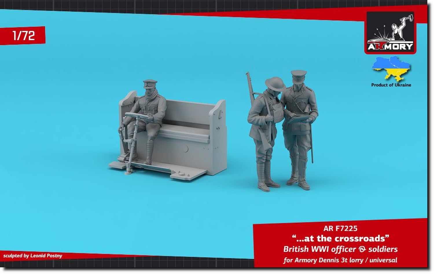 

Armory WW1 Британский грузовик Dennis 3 тонны Экипаж 3 фигуры Набор для 3D-принтера AMRF7225 1/72 (для Оружейной палаты) (люди)