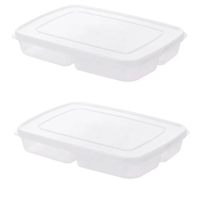 Food Grade Sealed Refrigerator Storage Box, Four Compartments Fresh-Keeping Container for Frozen Meat, Scallions, Ginger,Garlic