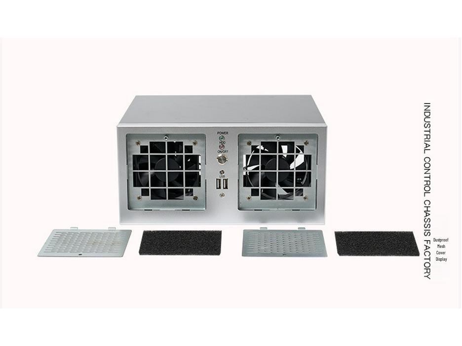 Wall-Mounted 4-Slot ITX CNC Industrial Computer Chassis, Silver-Gray