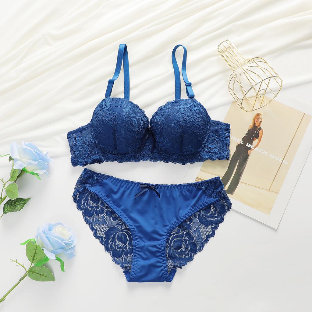 2-teiliges sexy mehrfarbiges Dessous-Set für Damen, Push-Up-Unterwäsche für Damen, Blumen-Unterwäsche-Set