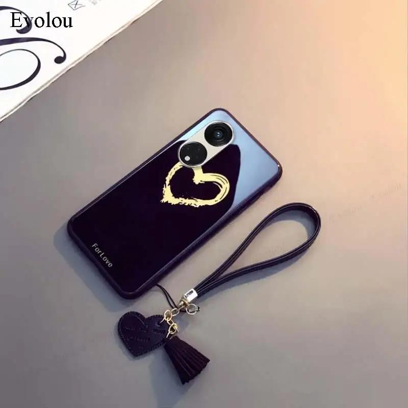 For Honor 600 Lite Tempered Glass Hard Protection Phone Case For Honor 500 Smart Love Heart Pattern Shockproof Back Cover