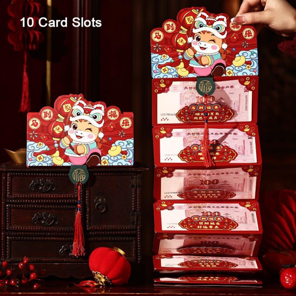 Paper Horse Year Red Envelope 3D Design Red Color Cartoon Red Envelope Chinese Style Folding Style Chinese New Year Envelope