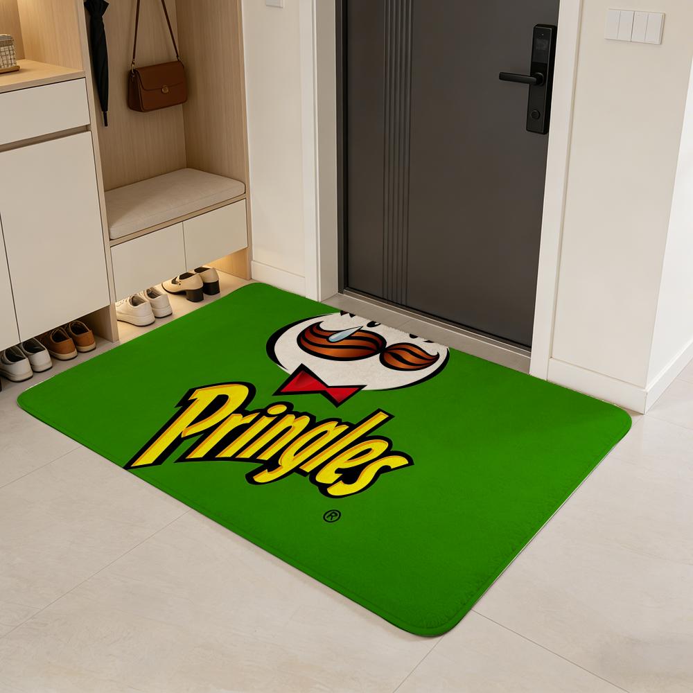 snack P-Pringles Floor Mat Flannel Door Mat Non-Slip Absorbent Washable Indoor Home Rug