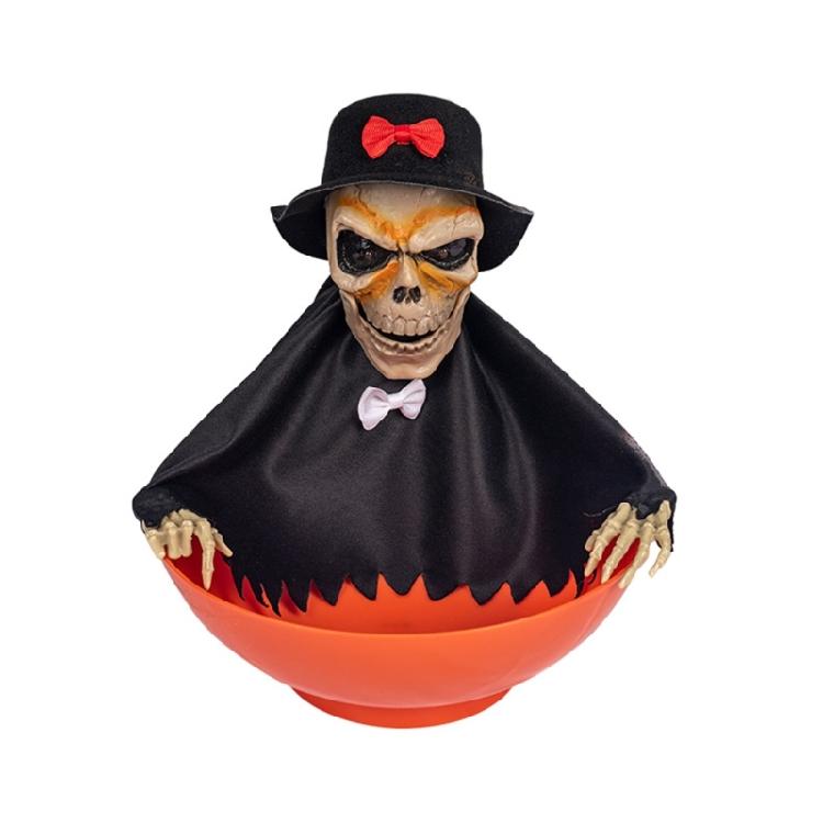 Spooky Motion Activated Skeleton Candy Holder with Light Up Red Eyes