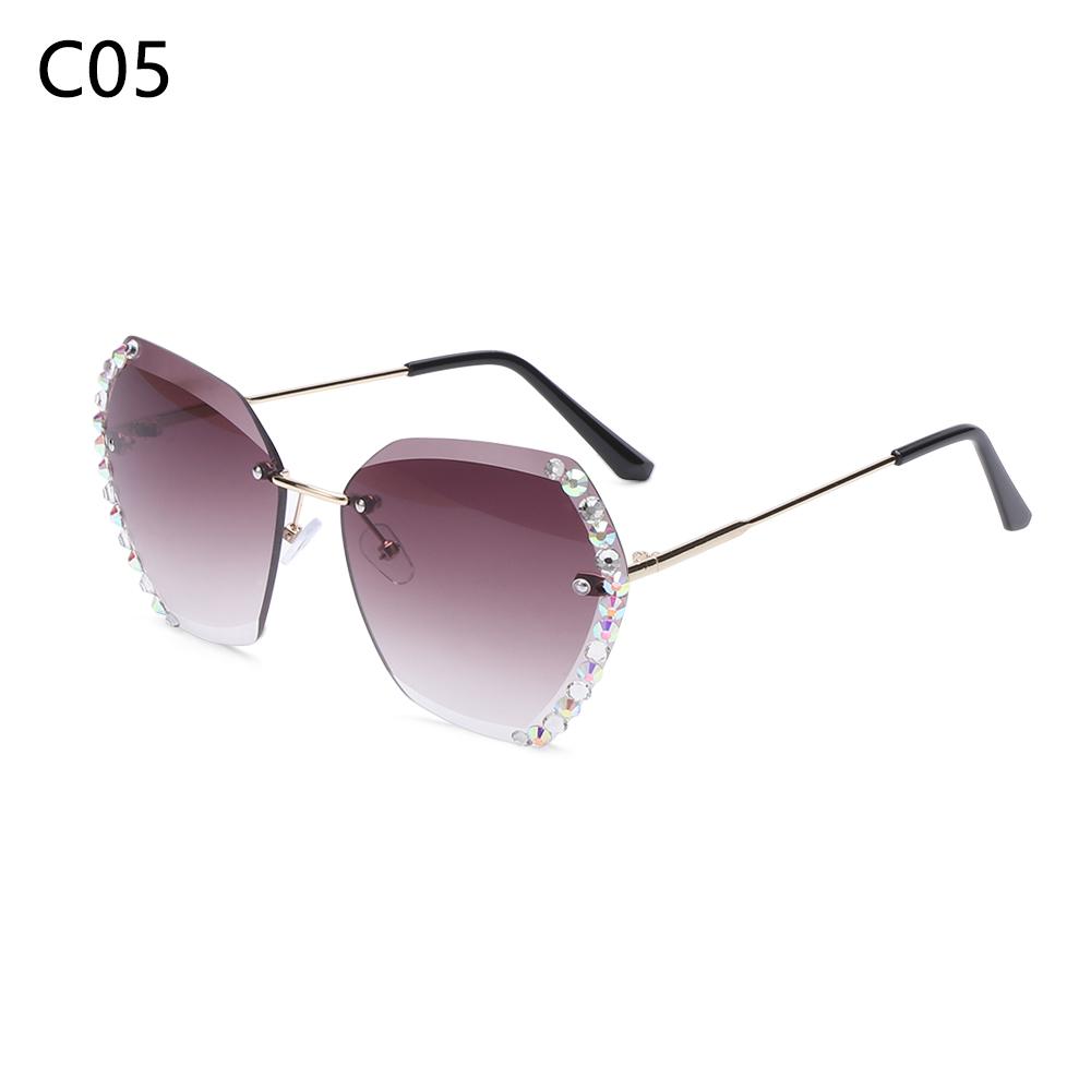 Retro Eyewear Shades UV400 Rimless Sunglasses Diamond Square Sunglasses Sun Glasses Oversized