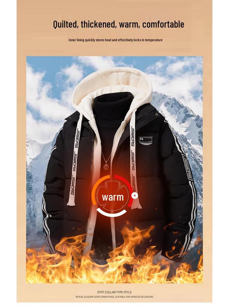 2025 Autumn/Winter Stylish Thick Warm Hooded Cotton Jacket - Wear-Resistant Loose Fit for Couples
