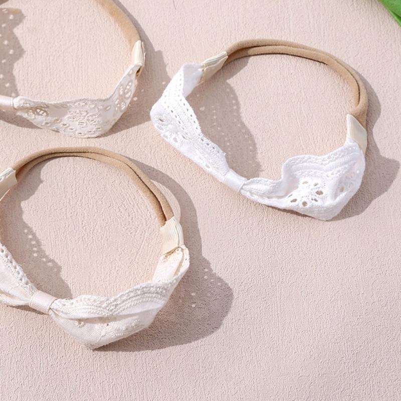 Delicate Embroidered Infant Headband White Lace Design Comfortable Hair Decoration for Photography Parties Daily Use