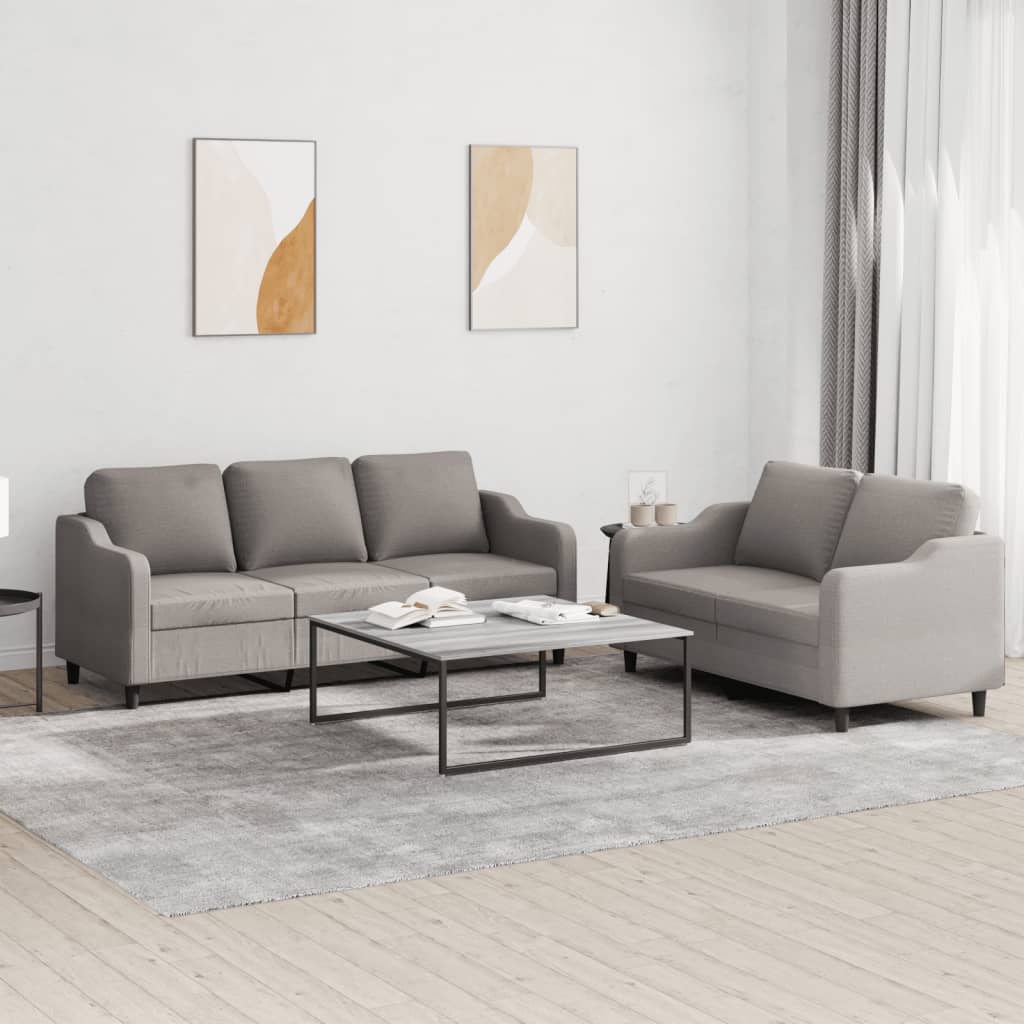 Vidaxl 2-Piece Lounge Set with Cushions, Taupe, Fabric