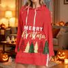 Women's Christmas Print Long Sleeve Hooded Sweatshirt with Festive Holiday Design