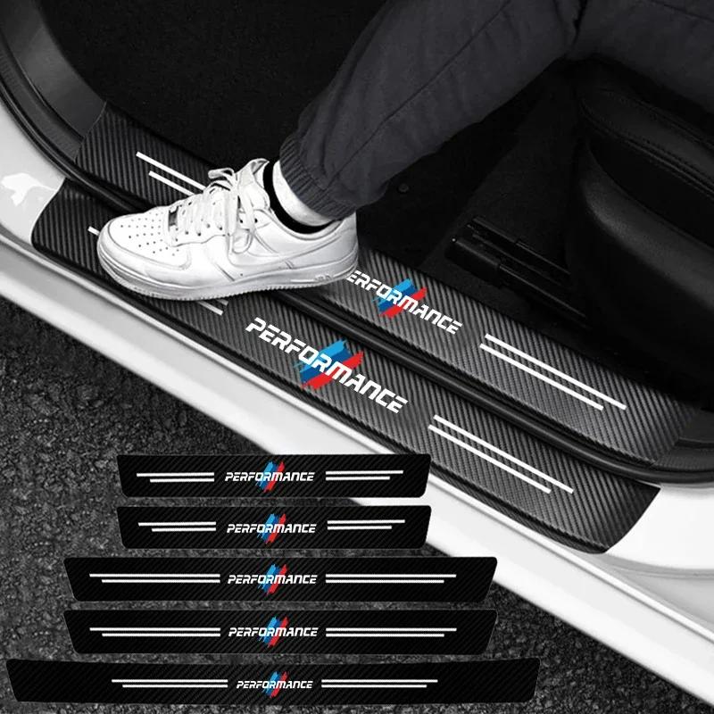 Carbon Fiber Car Stickers Door Sill Protection Film Accessories For BMW Performance X5 X6 E30 E34 E53 E61 E62 E93 GT G30 G20 G05 MD2