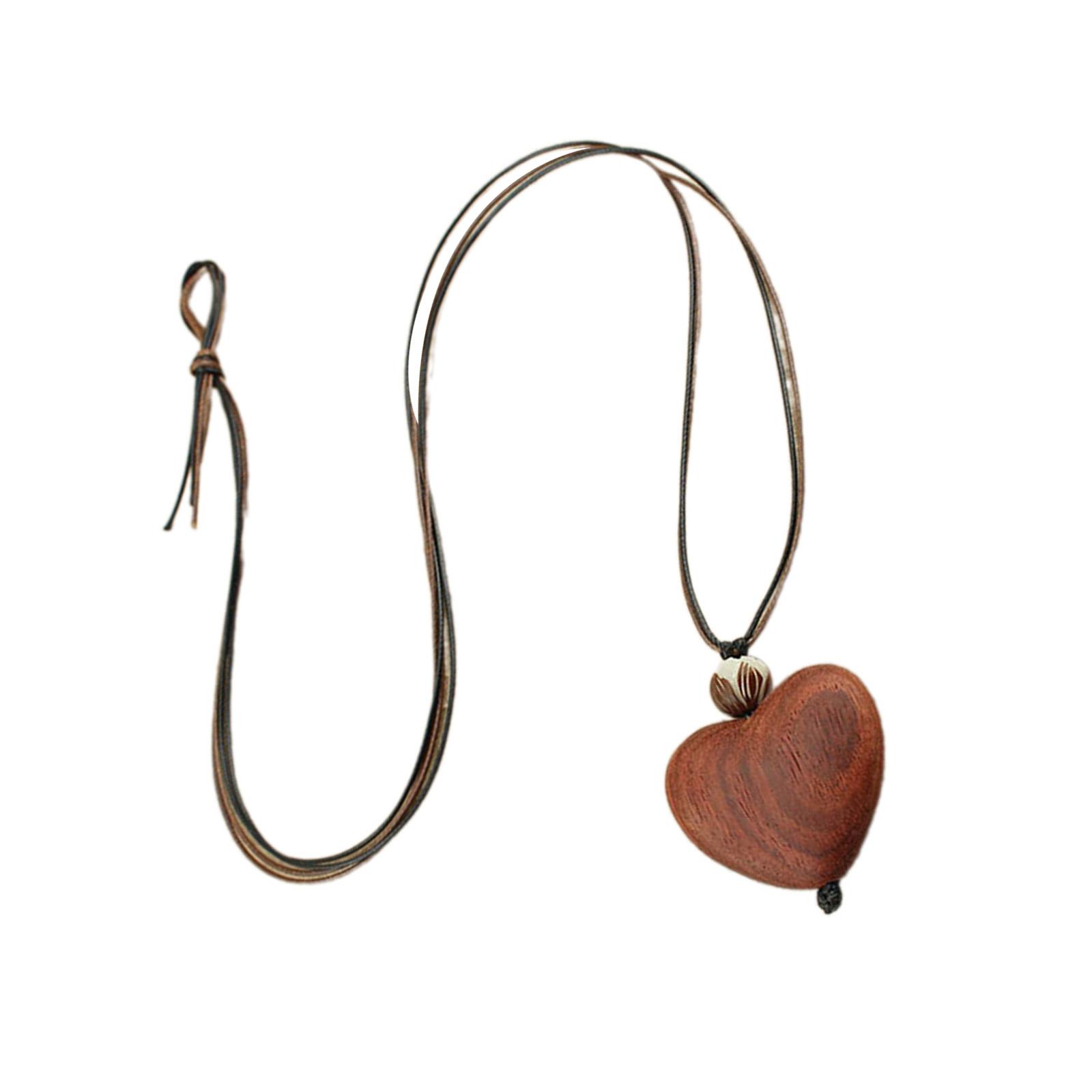 

Ожерелье в форме сердца из прочного дерева ручной работы с натуральными зернами для женщин, ищущих уникальные стили, художественные украшения 1