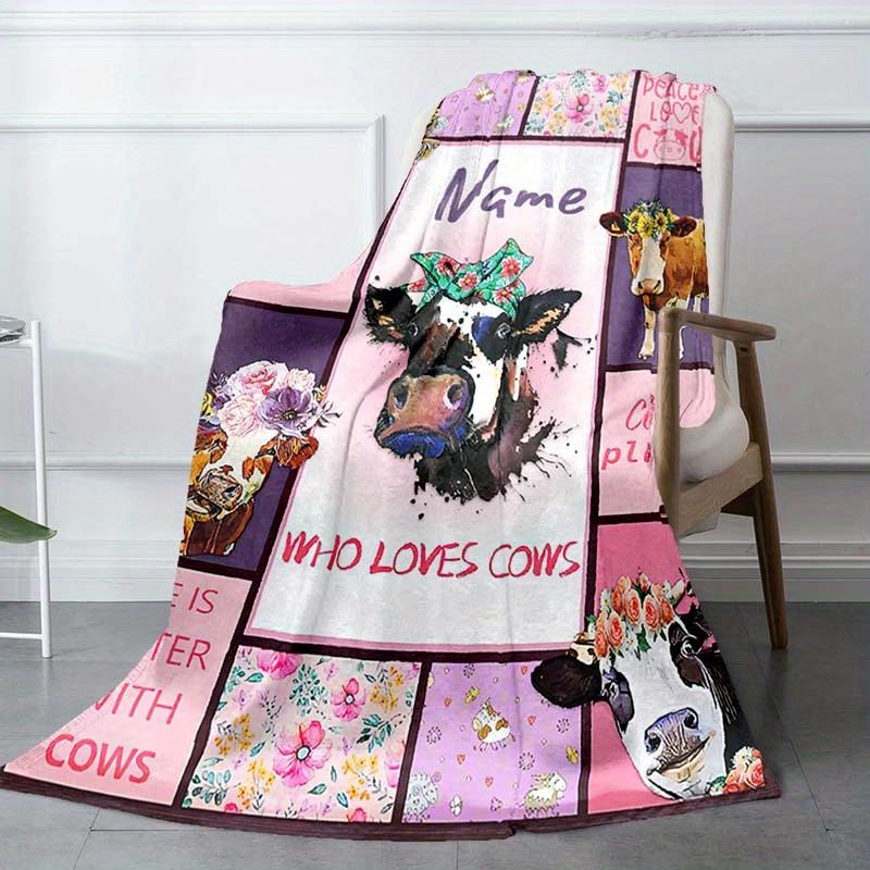 Cow Style Customize Your Name Blanket Warm Comfortable And Soft Blankets Are Suitable For Home Lunch Break Blanket Office Sofa Sofa Gift To Relatives