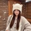 Windproof Cat Ear Knit Hat 3D Cat Ear Head Cover Korean Style Soft Beanie  Walking