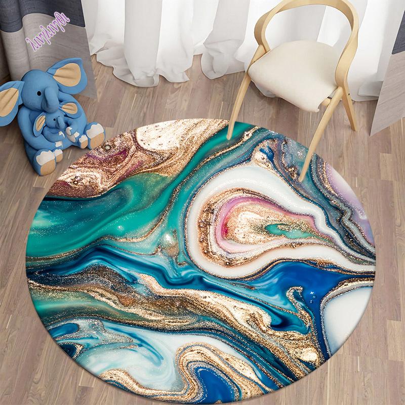Circular Carpet In Galaxy Space Living Room Bedroom Bathroom Soft Flange Floor Decoration Non Slip
