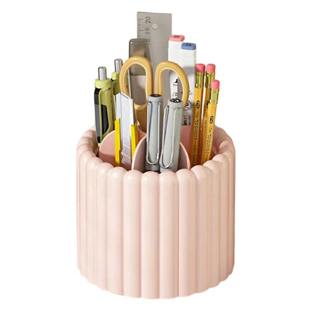 Rotating Makeup Brush Holder Organizer for Vanity Table 7 Compartments Cosmetic Storage Container, without Lid