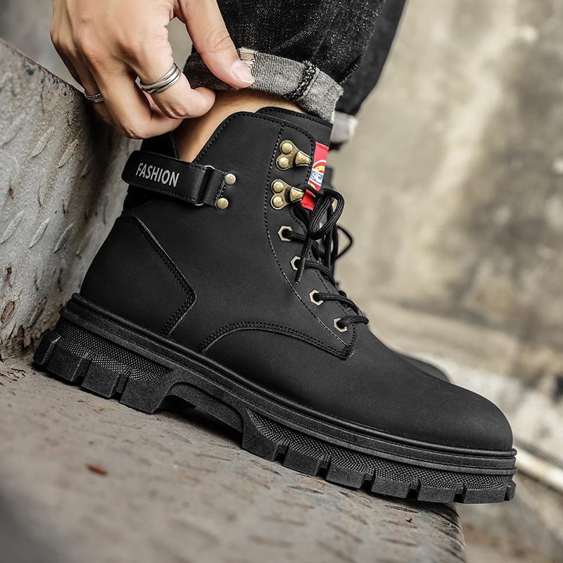 New Fashion Autumn And Winter Men's High Top Martin Boots Students Male Boys Trending Soft Sole Work Shoes Labor Protection Martin Sneakers