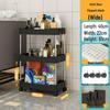 Rolling Bathroom Vanity Storage Rack - Multi-Layer Plastic Organizer for Crevice Spaces