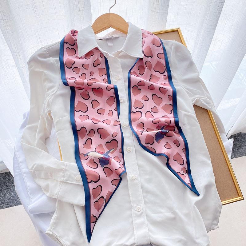 Luxury Long Silk Scarf Bag Tie Lady Neck Skinny Scarves Hairband Foulard Horse Print Brand Women Neckerchief Ribbon