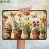 Vintage Colorful Floral Metal Sign, Iron Wall Art with Butterflies, Pre-Drilled Holes for Home Kitchen Office