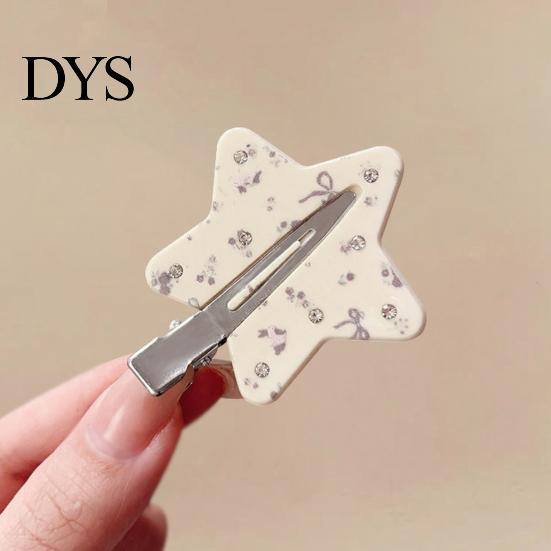 Hairpin Traceless Hair Clip, Five-Pointed Star Shape Pin Korean Floral with Pattern, Compact Versatile Accessories Clip