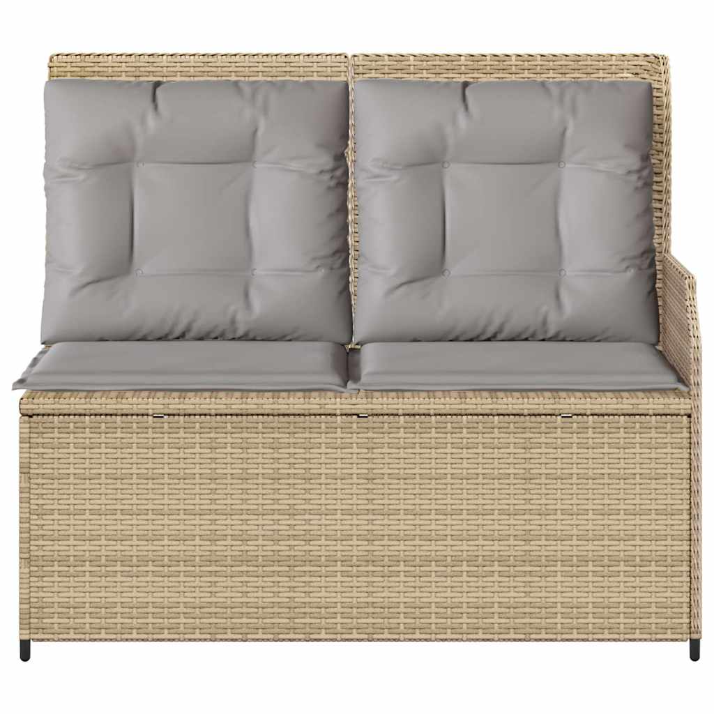 Vidaxl Panca da Giardino Pieghevole con Cuscini, Beige, Polyrattan
