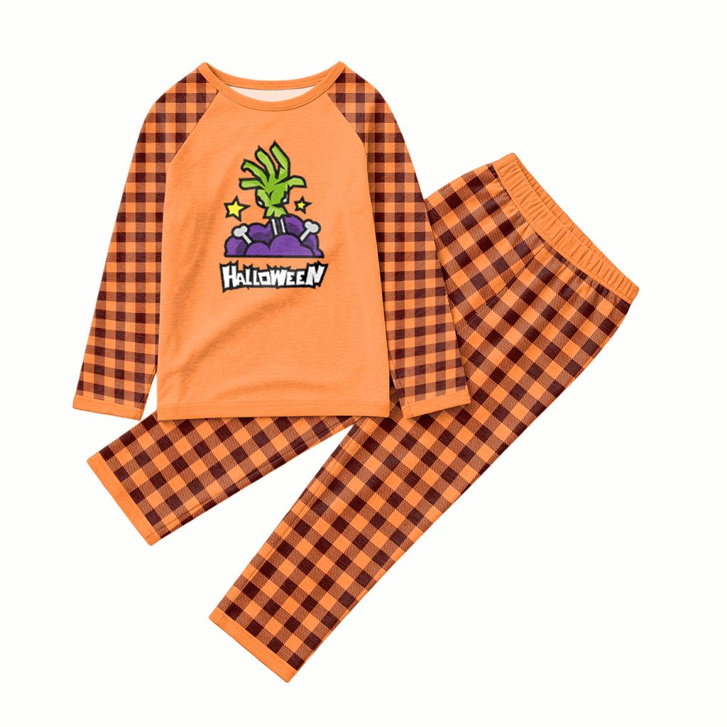 Family Matching Halloween Pajama Set with Patchwork Print for Women Men and Kids