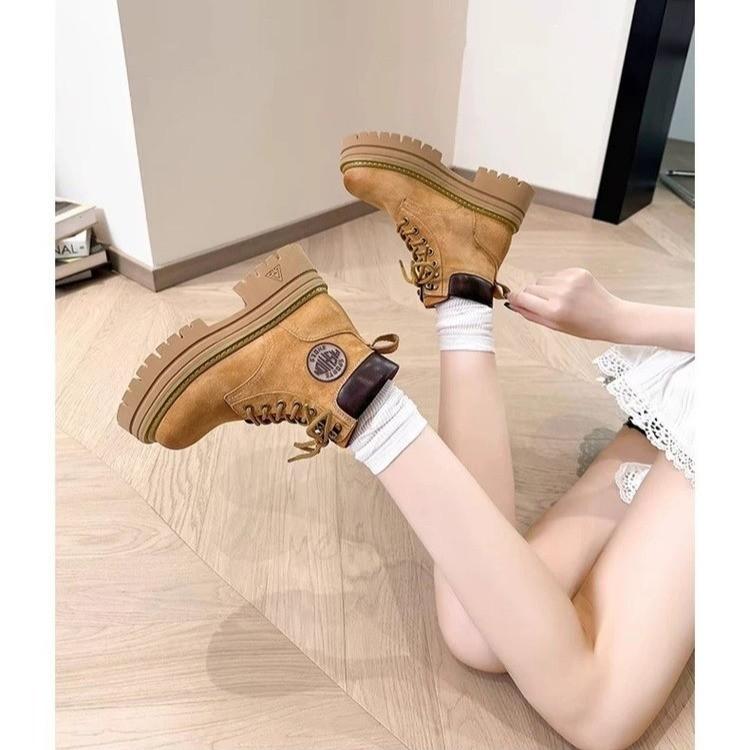 Popular thin and versatile Martin boots for women 2025 autumn and winter new inner height increase rhubarb boots for women classic boots for women