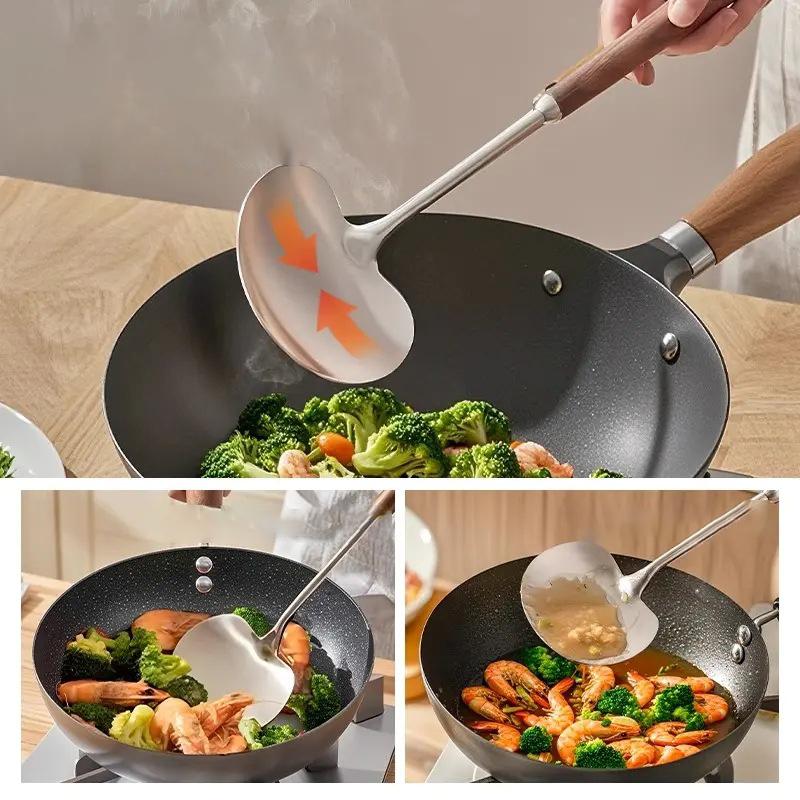 Spatola in Acciaio Inossidabile 201 Manico Antiscivolo Testa Morbida Paletta da Cucina Lunga Resistente al Calore Girarrosto da Cucina Per Friggere Saltare in Padella Pancake