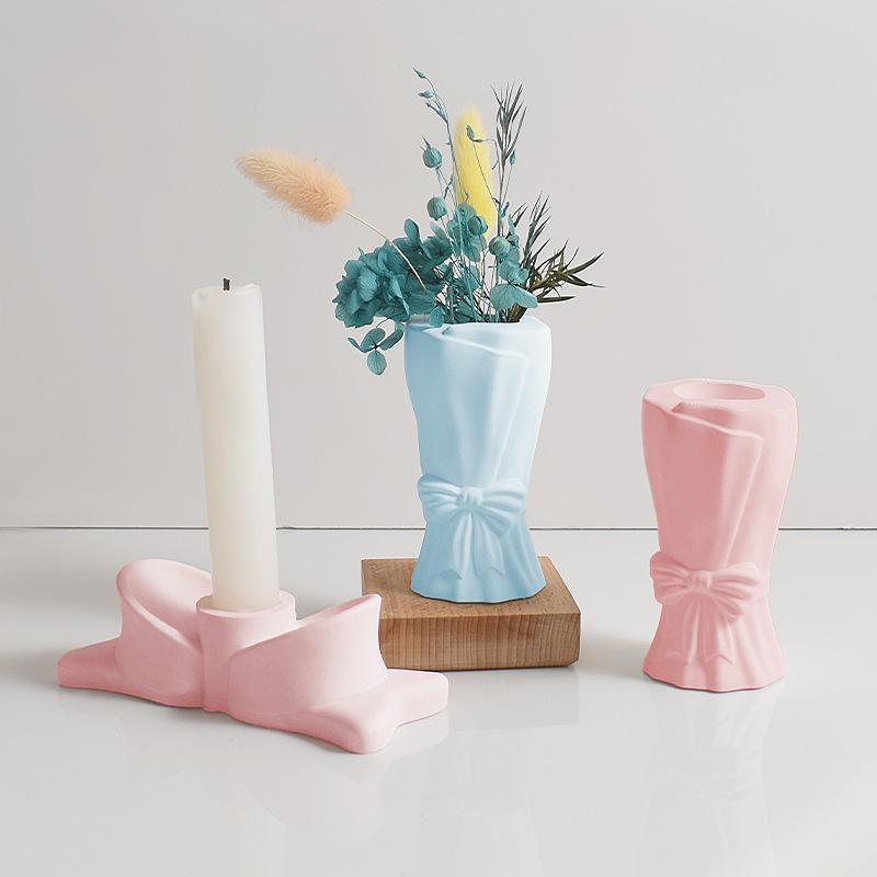 DIY Kerzenhalter Silikonform Schleifenform Tropfkleber Gipsform Handgefertigte Duftkerzenständer Basis Silikonform