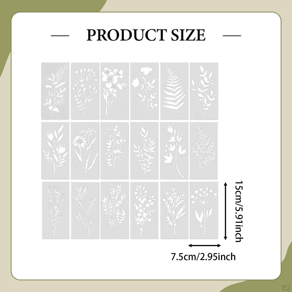18x Blumenvorlagen Blumen- und Blätter-Schablonen Kreative DIY Hohlmuster für Kunst