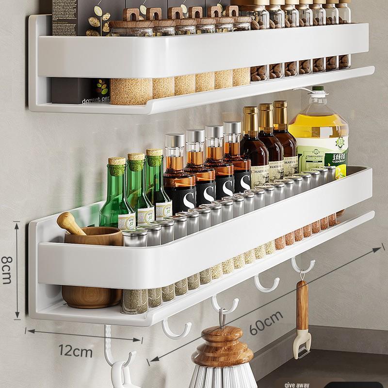 Wall-Mounted Punch-Free Kitchen Spice Rack & Shelf Organizer