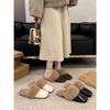 White Retro Flat-bottomed Plush Slippers for Women To Wear Winter Non-slip and Warm Cotton Slippers